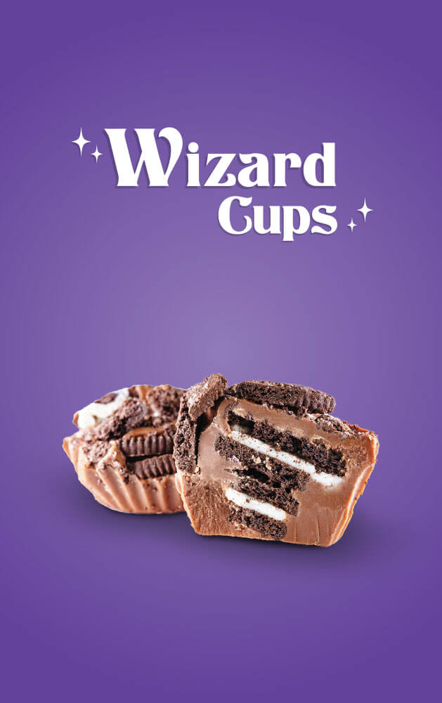 Wizard cup, Chocolate, edibles, Covert cups, production, peanut butter